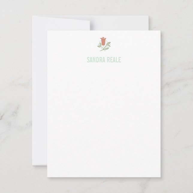 Red Tulip Drawn Icon Personal Note Card (Front)