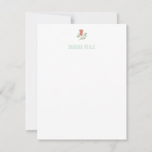 Red Tulip Drawn Icon Personal Note Card