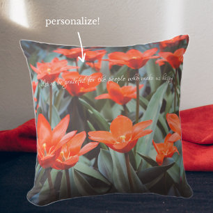 Red tulip field cushion
