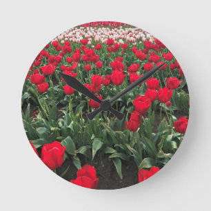 Red Tulip Field, Oregon Round Clock