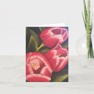 red tulip floral note card