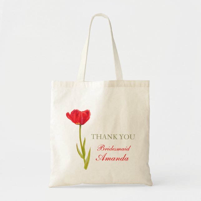 Red tulip flower art wedding bridesmaid bag (Front)