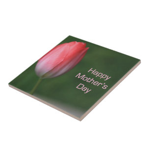 red tulip flower, happy mother's day ceramic tile