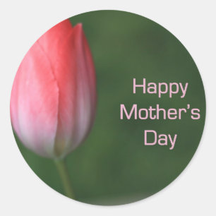 red tulip flower, happy mother's day classic round sticker