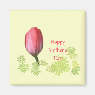 red tulip flower, happy mother's day magnet