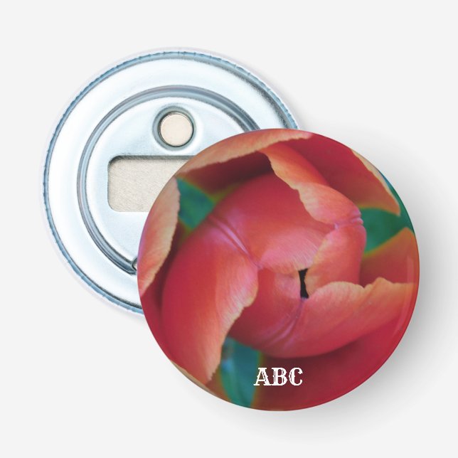 Red Tulip Flower Macro Art: Bottle Opener (Front)