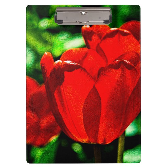 Red tulip flowers clipboard (Front)
