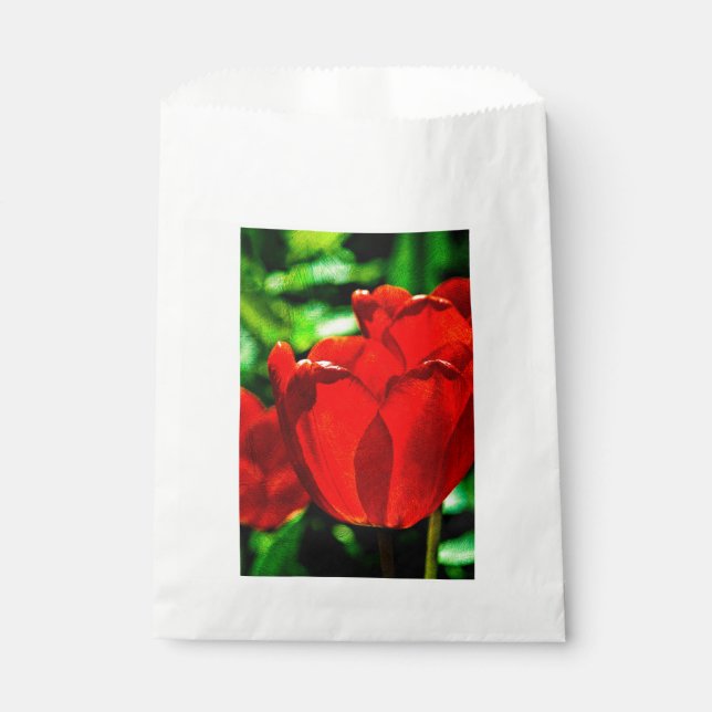Red tulip flowers favour bag (Front)