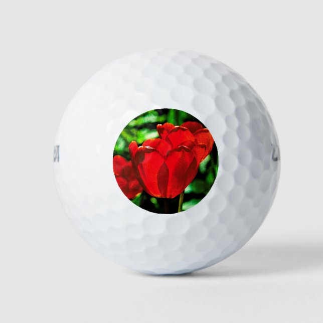 Red tulip flowers golf balls (Front)