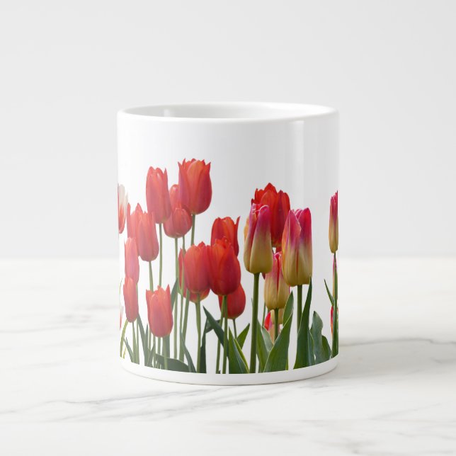 Red Tulip Flowers Large Coffee Mug (Front)