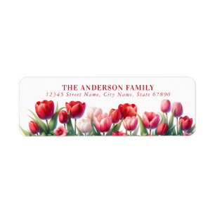Red Tulip Flowers Return Address Labels