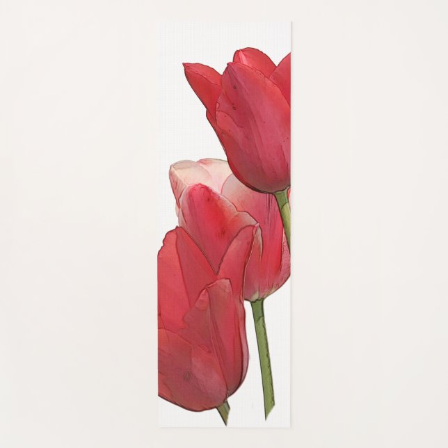 Red Tulip Flowers Yoga Mat (Front)