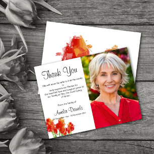 Red Tulip Funeral Thank You Card