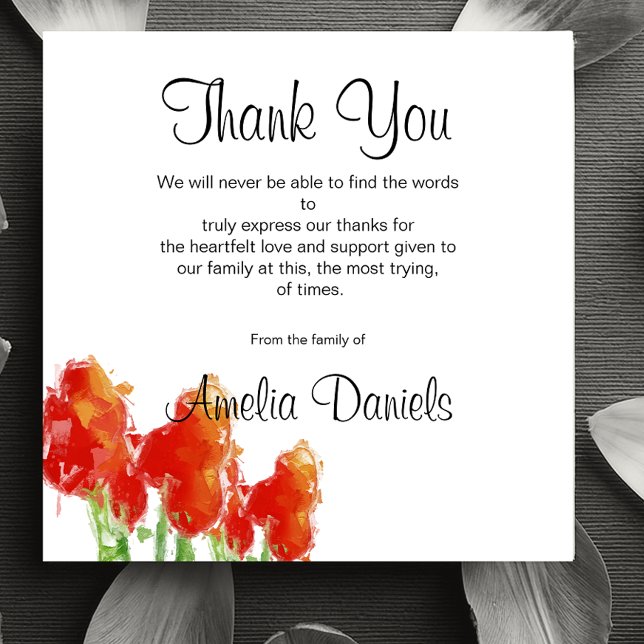 Red Tulip Funeral Thank You Card (Creator Uploaded)