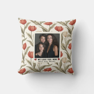 Red Tulip Garden New Mum Mama Keepsake Cushion