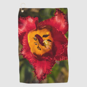 Red tulip golf towel