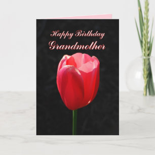 Red Tulip Happy Birthday Grandmother Card