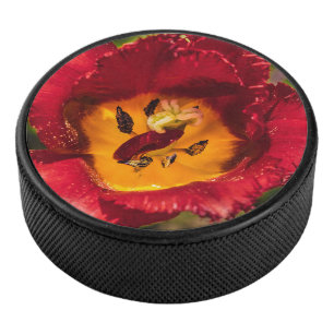 Red tulip hockey puck