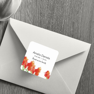 Red Tulip In Loving Memory Square Sticker
