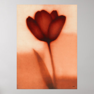 Red Tulip Japanese Floral Abstraction Poster