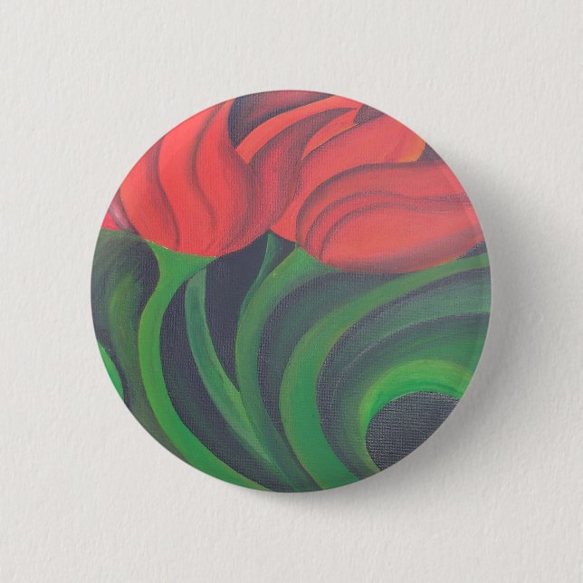 Red Tulip (Left Panel) 6 Cm Round Badge (Front)
