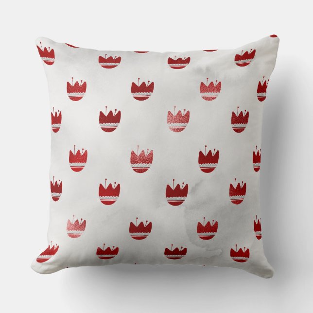 Red Tulip Pattern Cushion (Front)