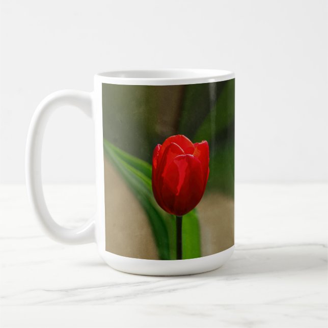 Red Tulip Spring Flower Coffee Mug (Left)