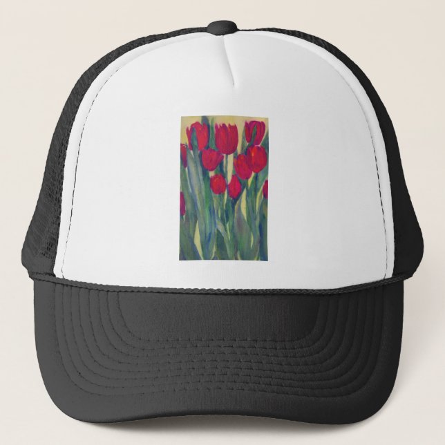 red tulip trucker hat (Front)