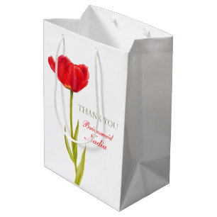 Red Tulip wedding bridesmaid favour medium gift Bag