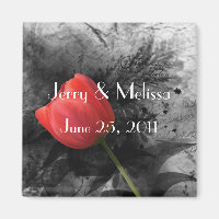 Red Tulip Wedding Favour Magnet