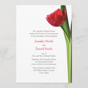 Red Tulip Wedding Invitations Floral Flower Invite
