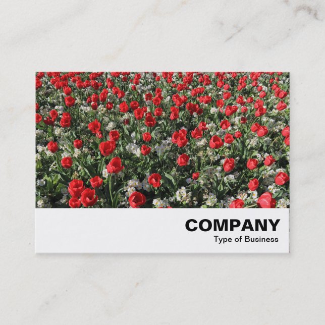 Red Tulips and Primroses Business Card (Front)