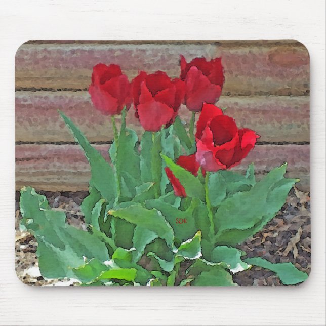 Red Tulips Art Mouse Pad (Front)