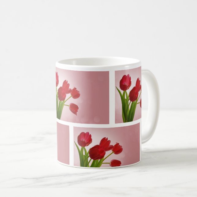 Red Tulips Blossom – Elegant Floral Design Coffee Mug (Front Right)