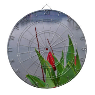 Red Tulips Blue Lake Arrowhead water Dartboard