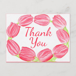 Red Tulips Border ~Thank You Card