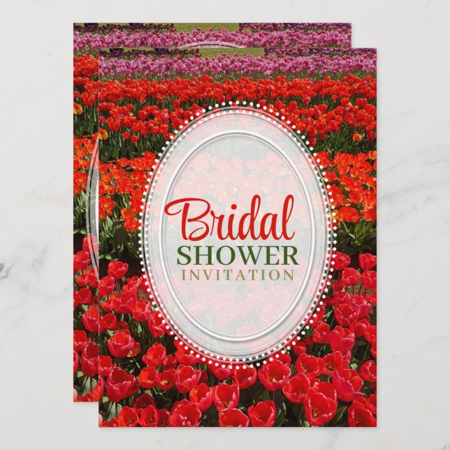 Red Tulips Bridal Shower Invitation (Front/Back)