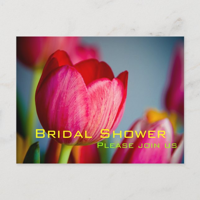 Red Tulips • Bridal Shower Invitation Postcard (Front)