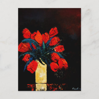 red tulips bunch postcard