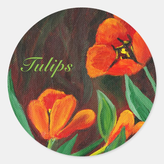 Red Tulips Classic Round Sticker (Front)