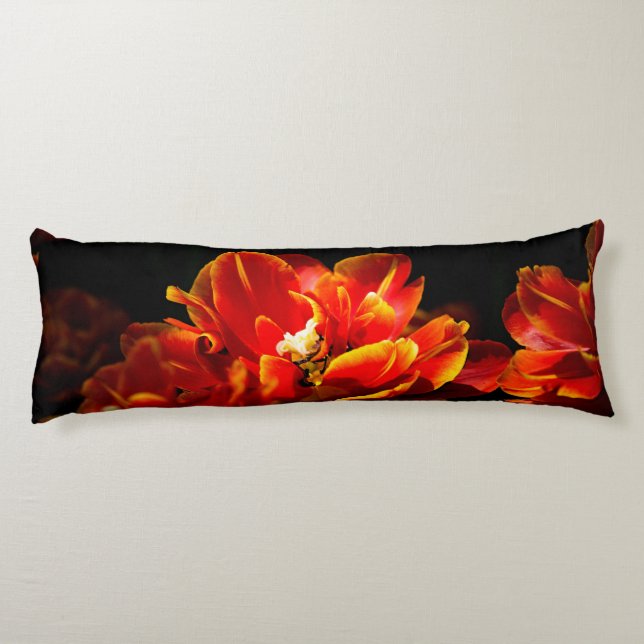 Red tulips dark background body cushion (Back)