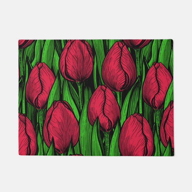 Red tulips doormat (Front)