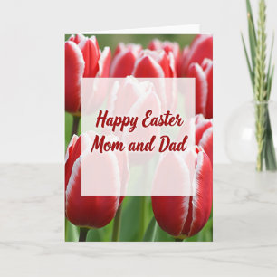 Red Tulips Easter Wishes Card