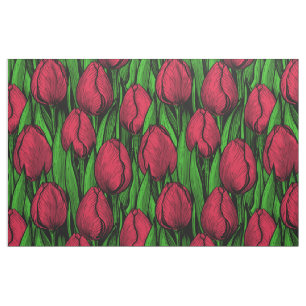 Red tulips fabric