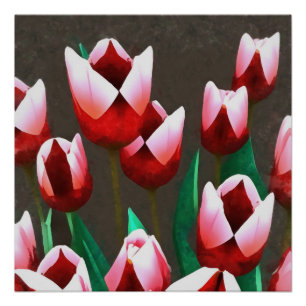 Red Tulips Floral Abstract Poster