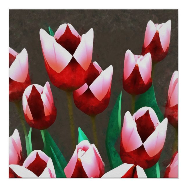 Red Tulips Floral Abstract  Poster (Front)