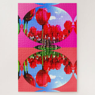 Red tulips floral art jigsaw puzzle