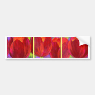 Red Tulips Flowers Art Painting - Multi Bumper Sticker