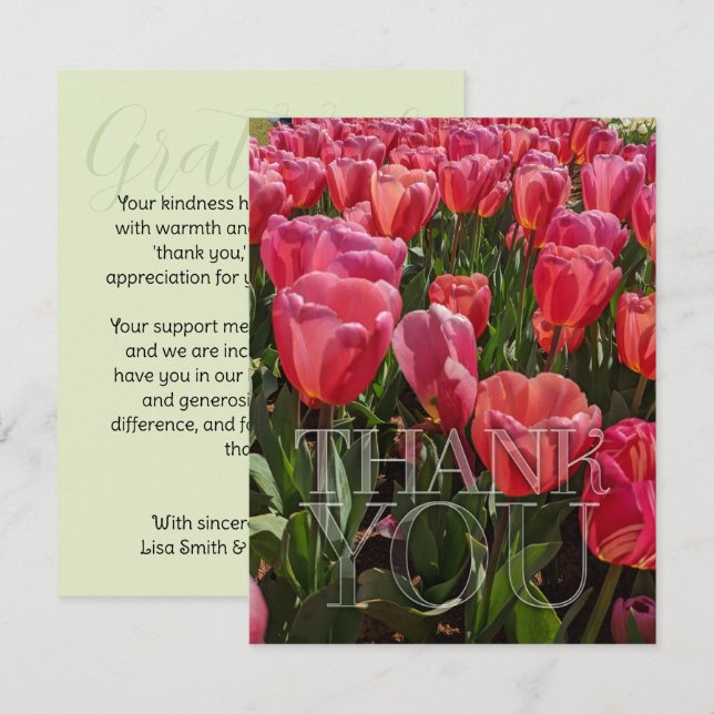 Red Tulips Flowers theme Thank You (Front/Back)