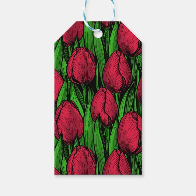 Red tulips gift tags (Front)